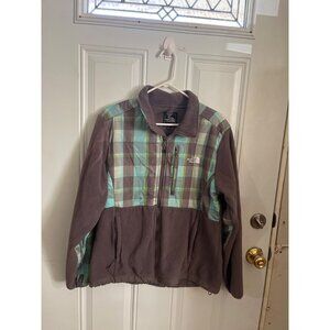 The North Face zip front gray plaid jacket size XL